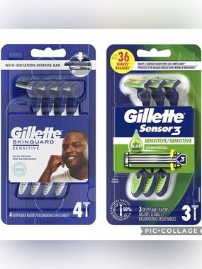 Gillette Sensor 3 & Gillette Skinguard Sensitive Shaving Pack of 7 Razors
